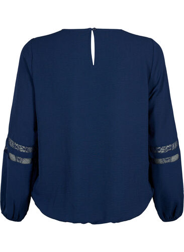 Long-sleeved blouse with lace, Navy Blazer, Packshot image number 1