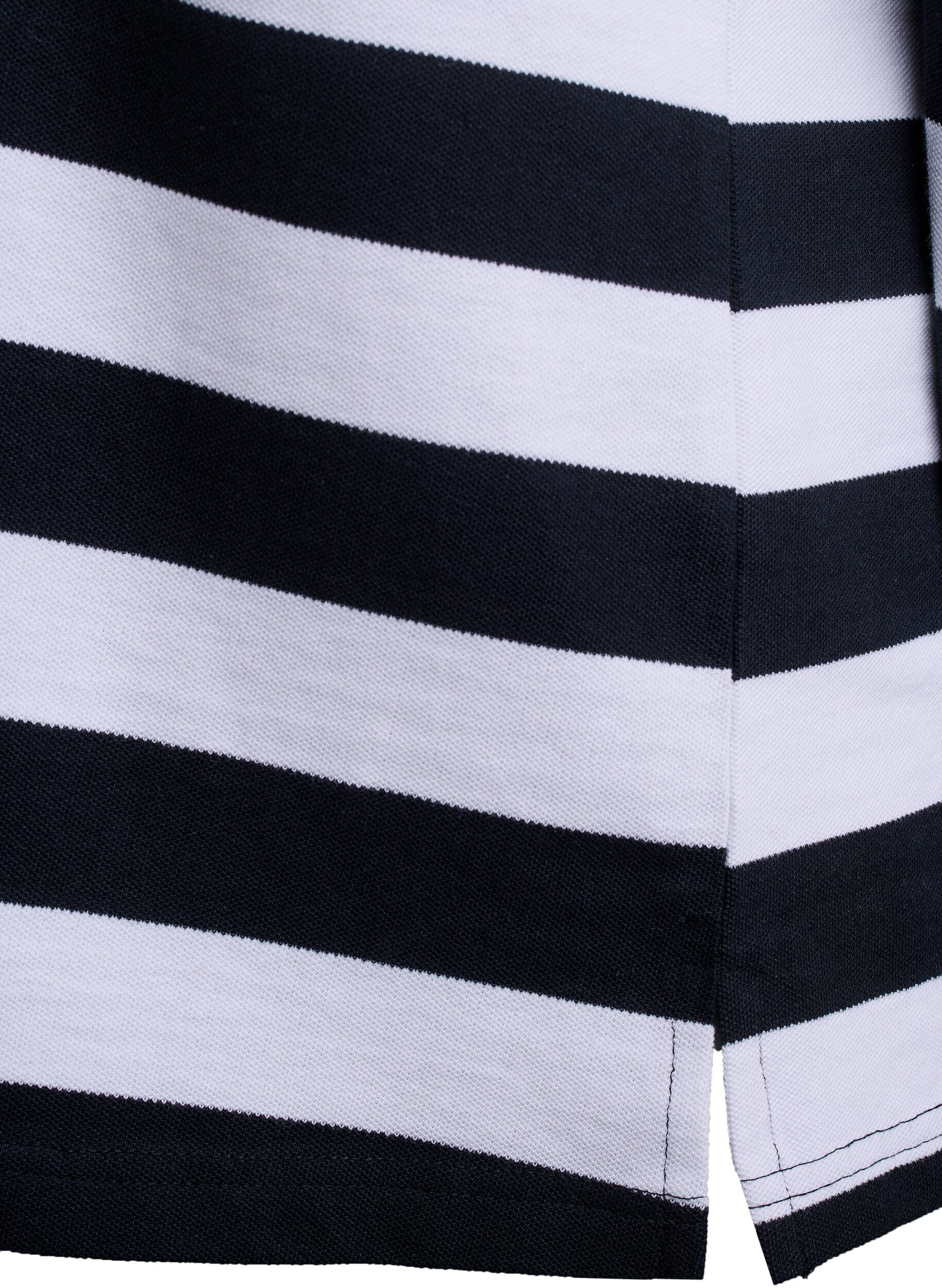 Zizzifashion Striped polo shirt with long sleeves, Black, Packshot image number 3