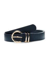 Faux leather belt with gold-colored buckle, Black w. Gold Buckle, Packshot