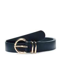 Faux leather belt with gold-colored buckle