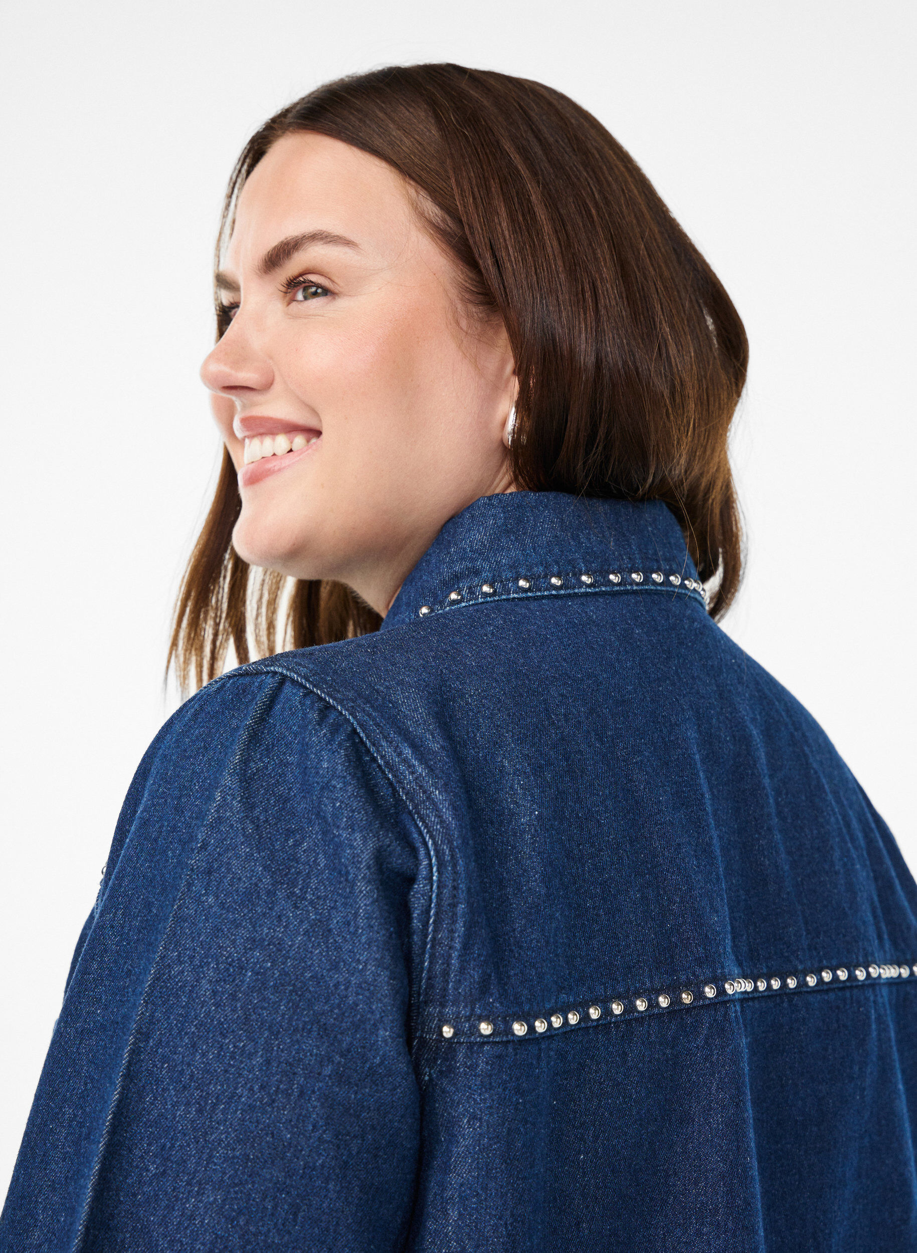 Zizzifashion Denim shirt with studs, Blue, Model image number 3