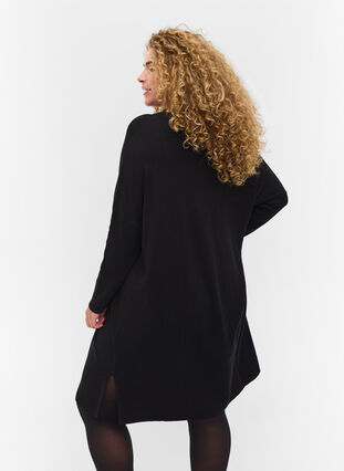Oversized knitted dress in a viscose blend, Black, Model image number 1