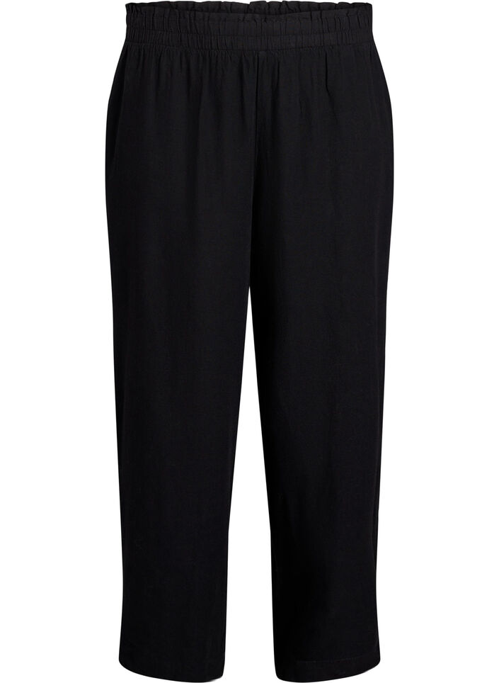 Loose trousers in linen and viscose, Black, Packshot image number 0
