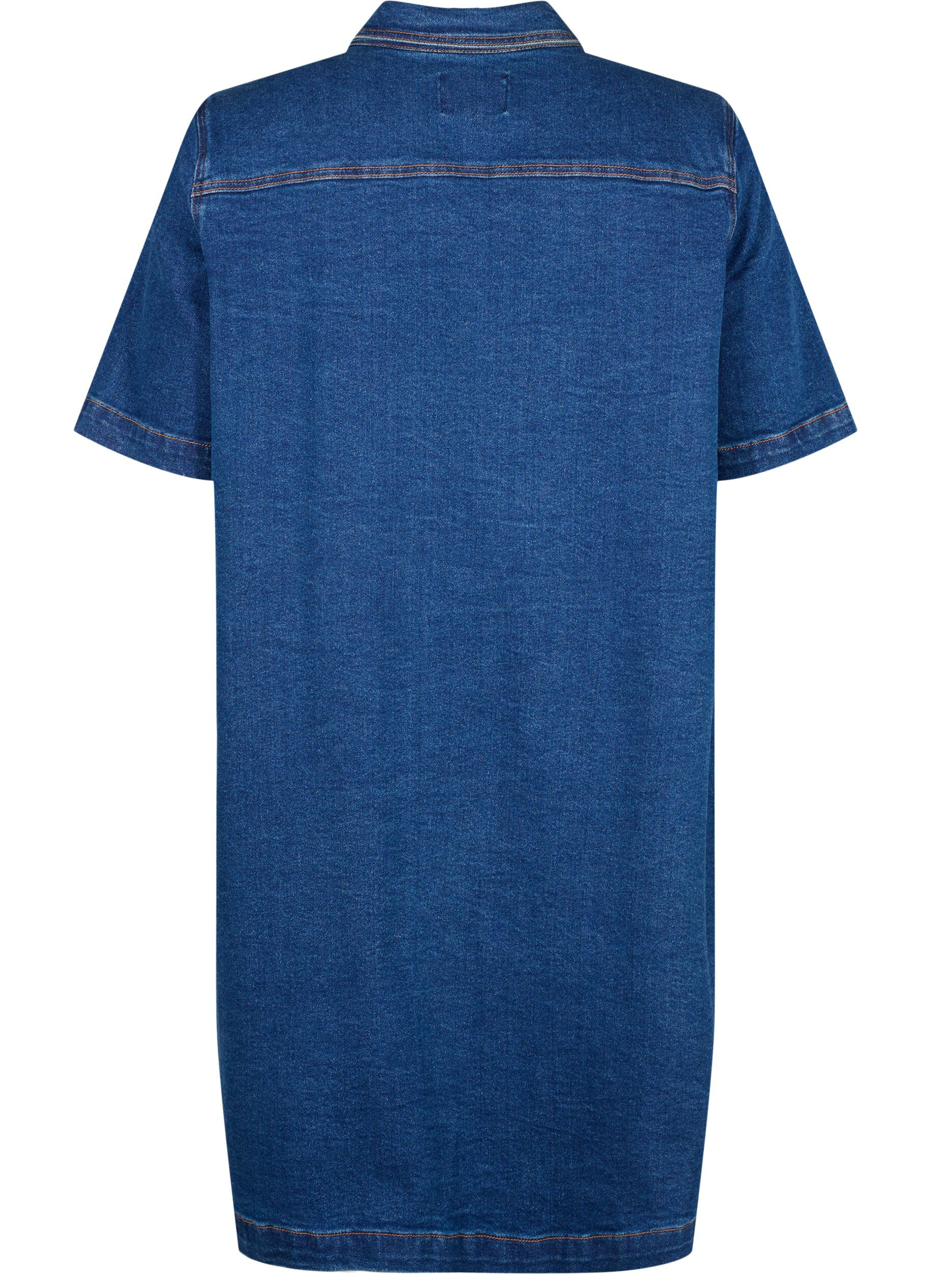 Zizzifashion Denim dress with buttons and short sleeves, Blue, Packshot image number 1