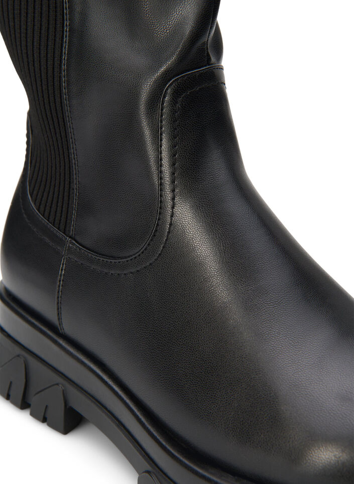 Wide fit - High boot with elastic and zip, Black, Packshot image number 3