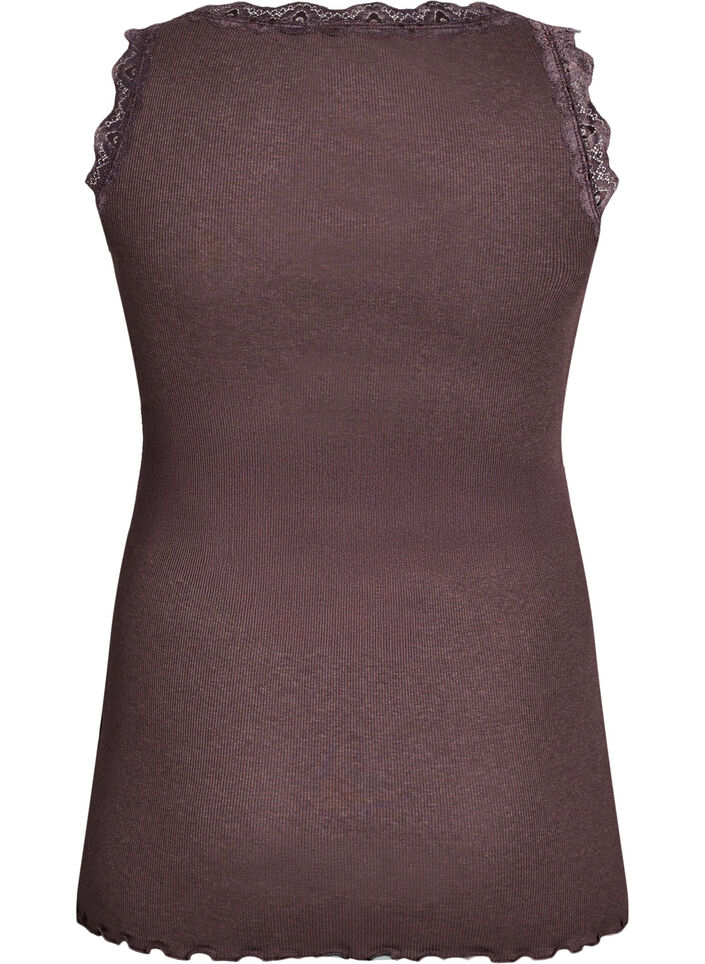 Top with lace trim, Brown, Packshot image number 1