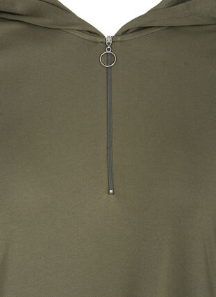 Hooded sweat dress with zip, Dusty Olive, Packshot image number 2