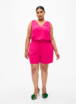 Sleeveless top with wrinkle details, Pink Peacock, Model image number 2
