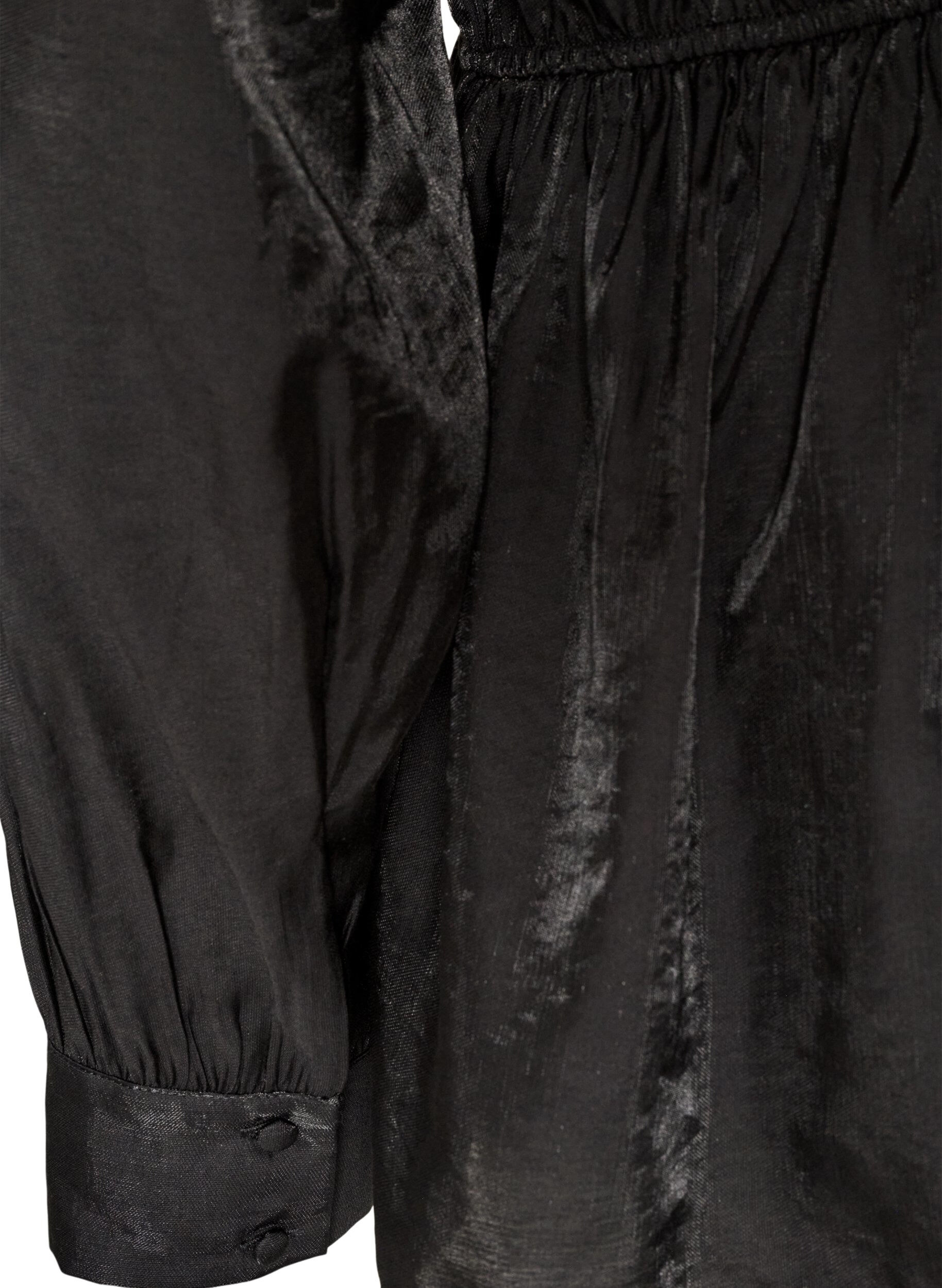 ZizzifashionShiny viscose blouse with peplum effect, Black, Packshot image number 3