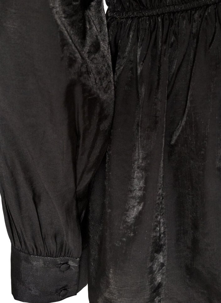 Shiny viscose blouse with peplum effect, Black, Packshot image number 3