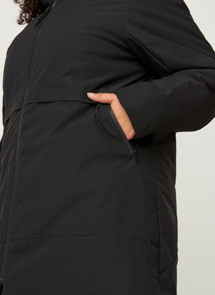 Winter jacket with a drawstring waist, Black, Model image number 2