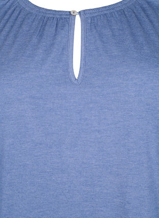 Melange blouse with short sleeves, Moonlight Blue Mel., Packshot image number 2