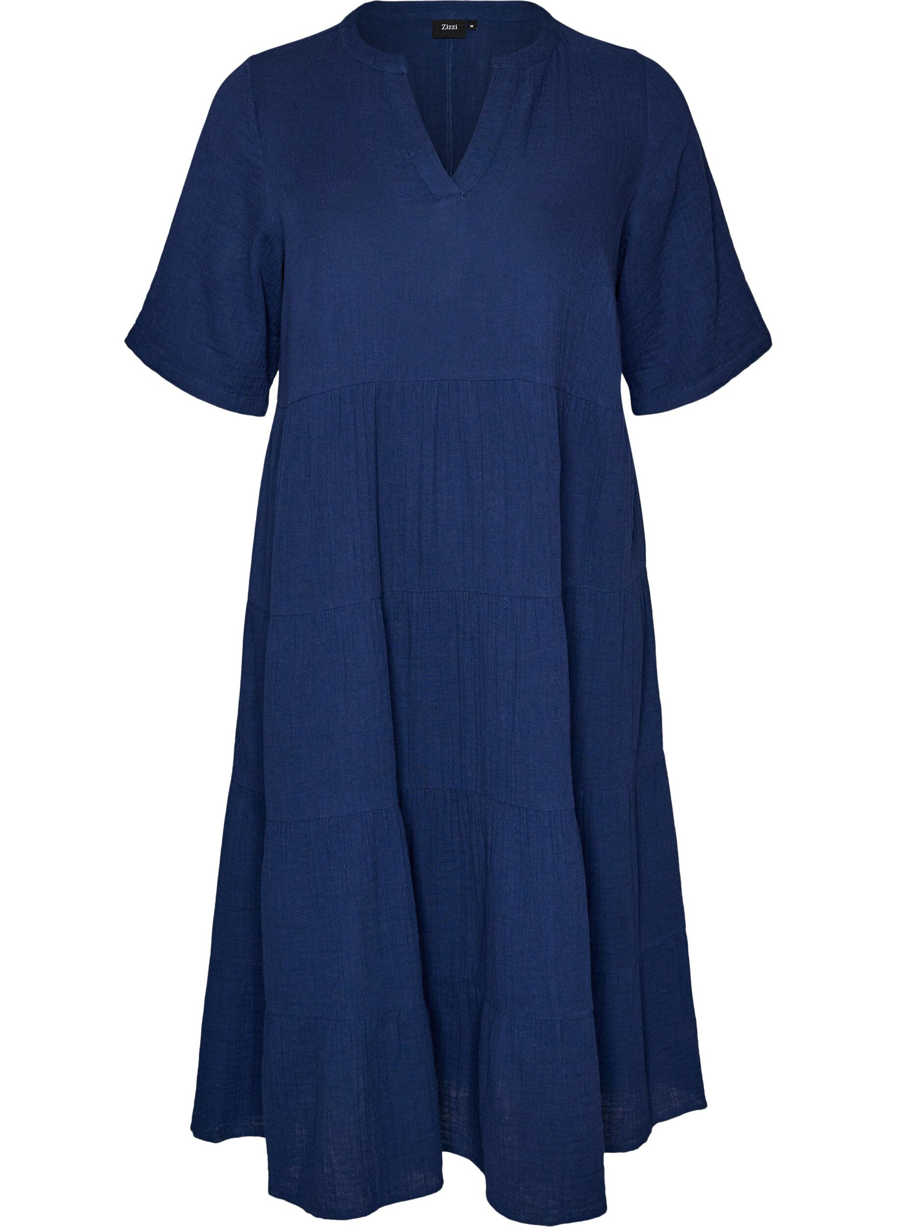 A-line midi dress in cotton muslin
