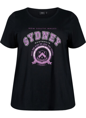 Cotton T-shirt with print, Black W. Sydney, Packshot image number 0