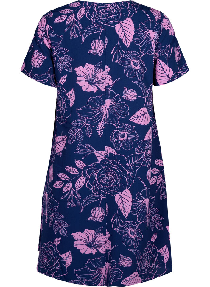 FLASH - V-neck dress with floral print, Medieval Blue Flower, Packshot image number 1