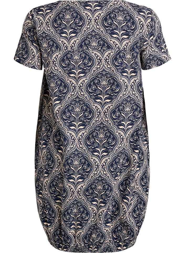Short-sleeved cotton dress with print, Blue, Packshot image number 1