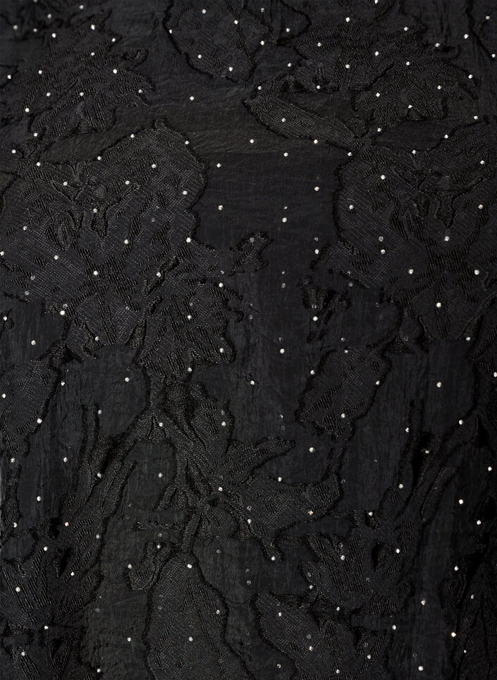 Jacquard blouse with sparkly details and puff sleeves, Black, Packshot image number 2
