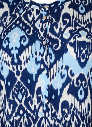 Short-sleeved viscose dress with print, Blue Ethnic AOP, Packshot image number 2