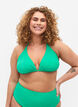 Solid color triangle bikini top, Green, Model image number 0