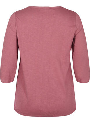 Solid-coloured, 3/4-sleeves cotton blouse, Rose Brown, Packshot image number 1