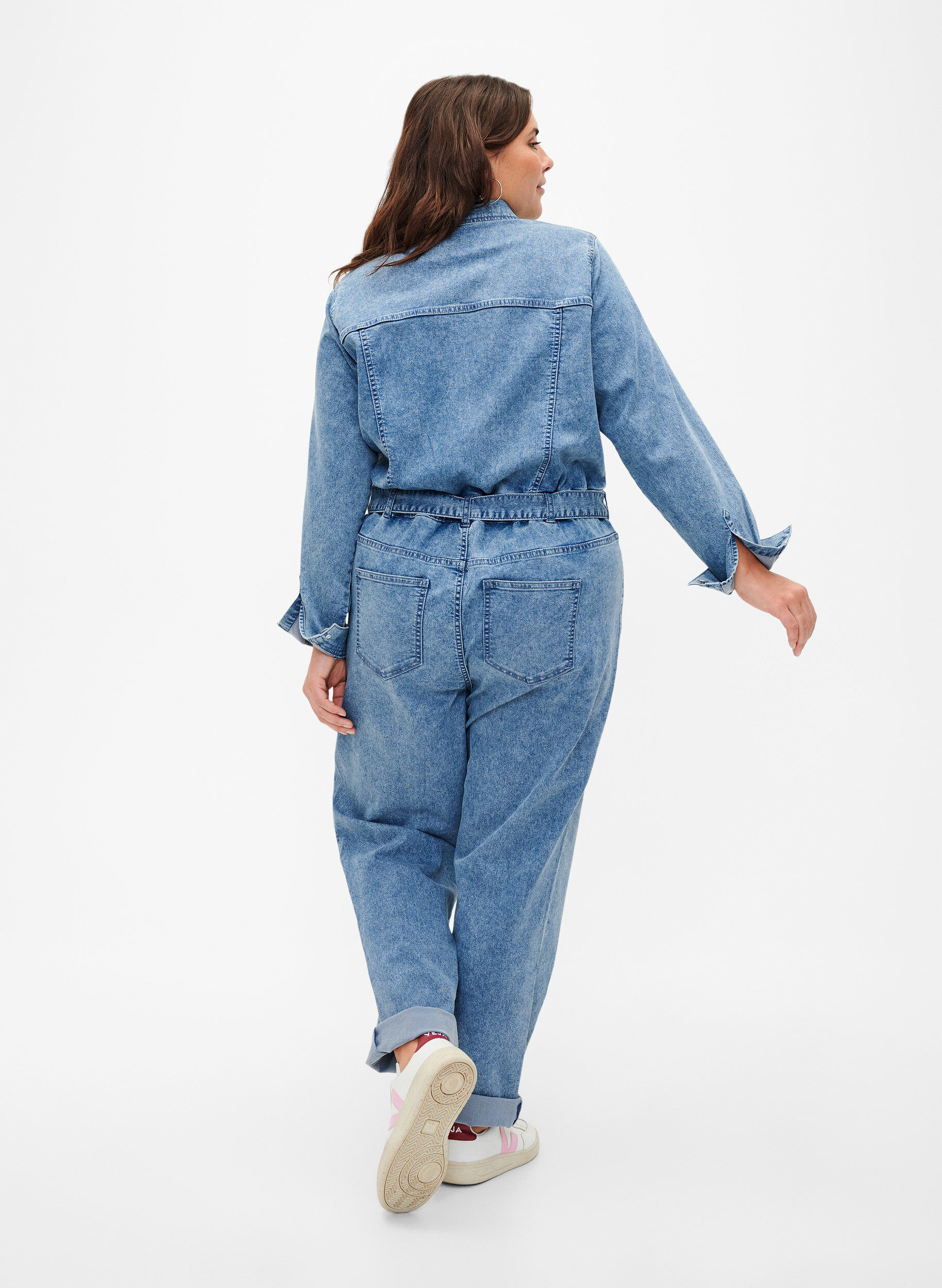 Zizzifashion Long-sleeved denim Jumpsuit, Light Blue Denim, Model image number 1