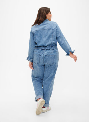 Long-sleeved denim Jumpsuit, Light Blue Denim, Model image number 1