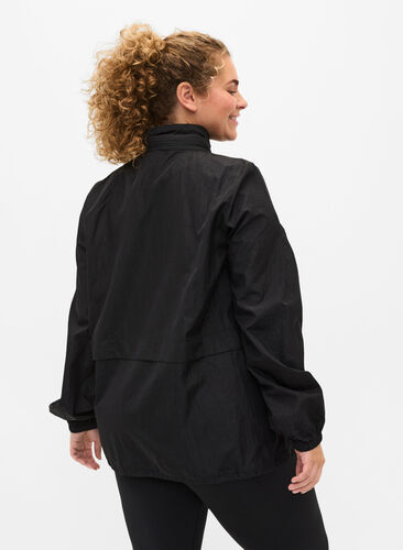 Sports jacket with zip and hood, Black, Model image number 1