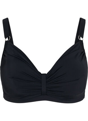 Bikini underwire bra with drapes, Black, Packshot image number 0