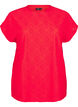 Blouse with short sleeves and floral embroidery, Flame Scarlet, Packshot image number 0