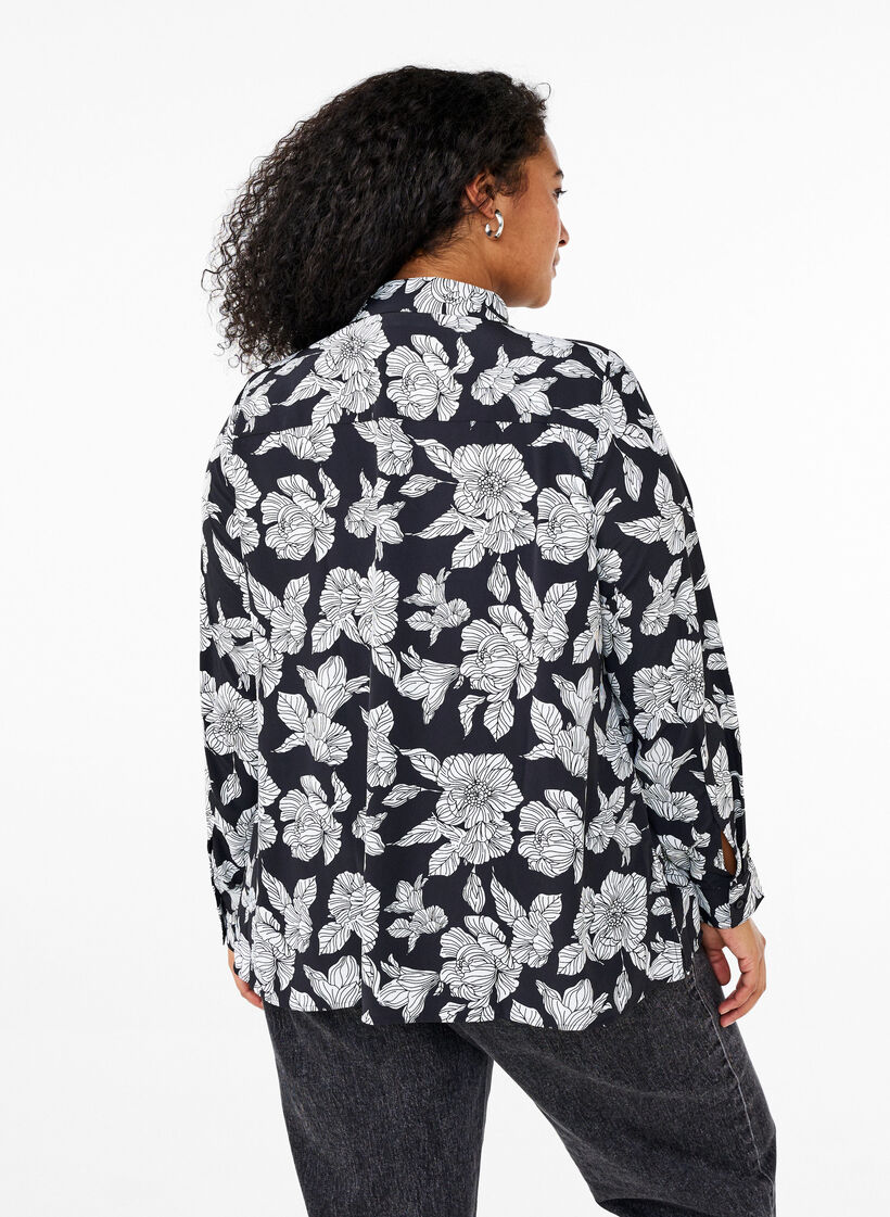 Shirt with floral print, Black, Model image number 2