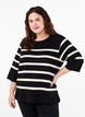 3/4 sleeve knitted blouse with stripes, Black Birch Stripes, Model image number 0