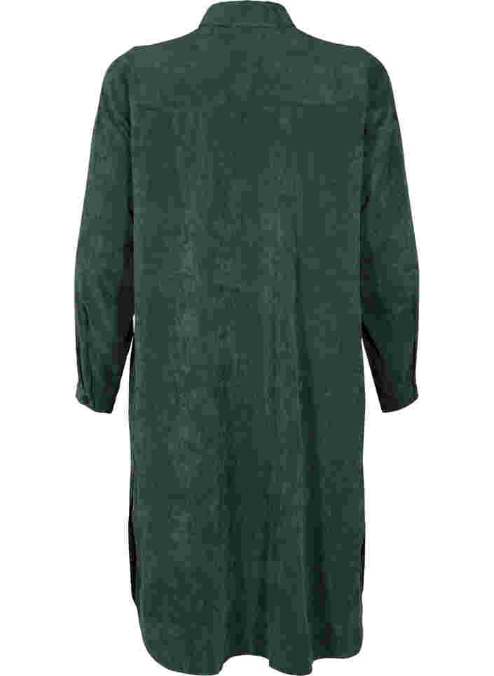 Shirt dress in velvet, Deep Forest, Packshot image number 1
