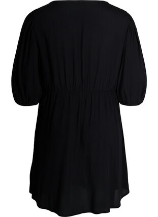 Dress with buttons and 3/4 sleeves, Black, Packshot image number 1