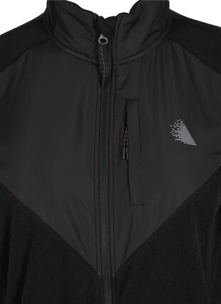 High-neck fleece jacket with pockets, Black, Packshot image number 2