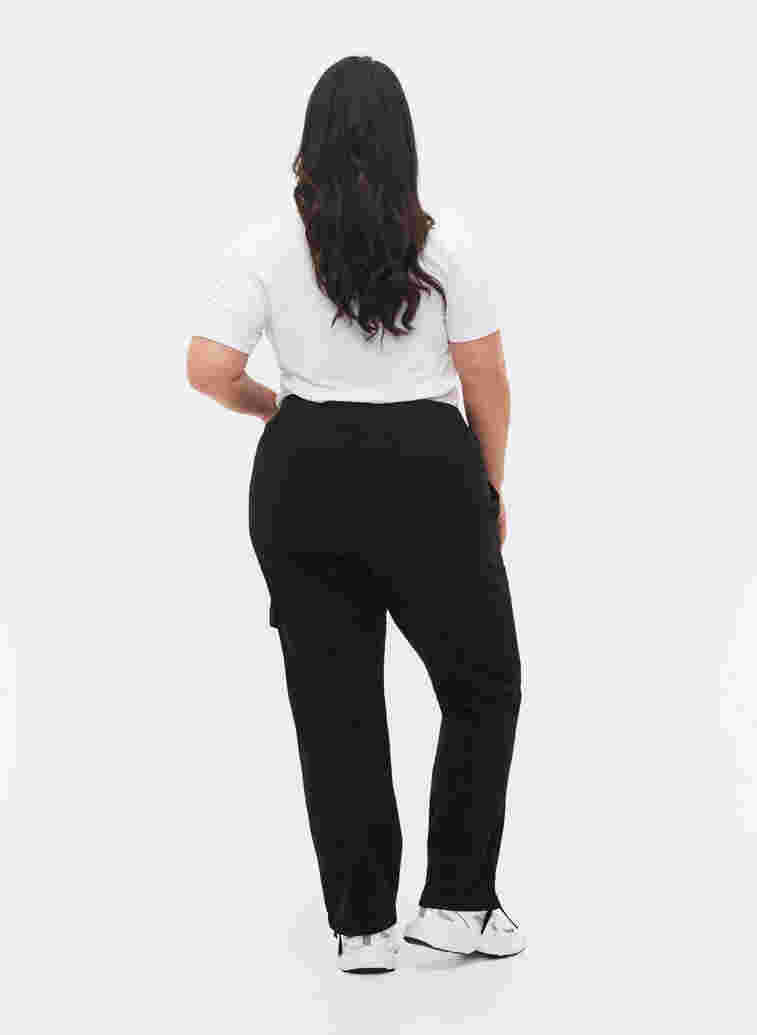 Loose cotton trousers, Black, Model image number 1