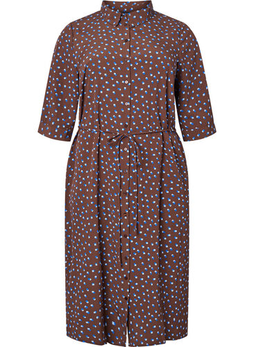 FLASH - Shirt dress with dots, Chicory Coffee AOP, Packshot image number 0