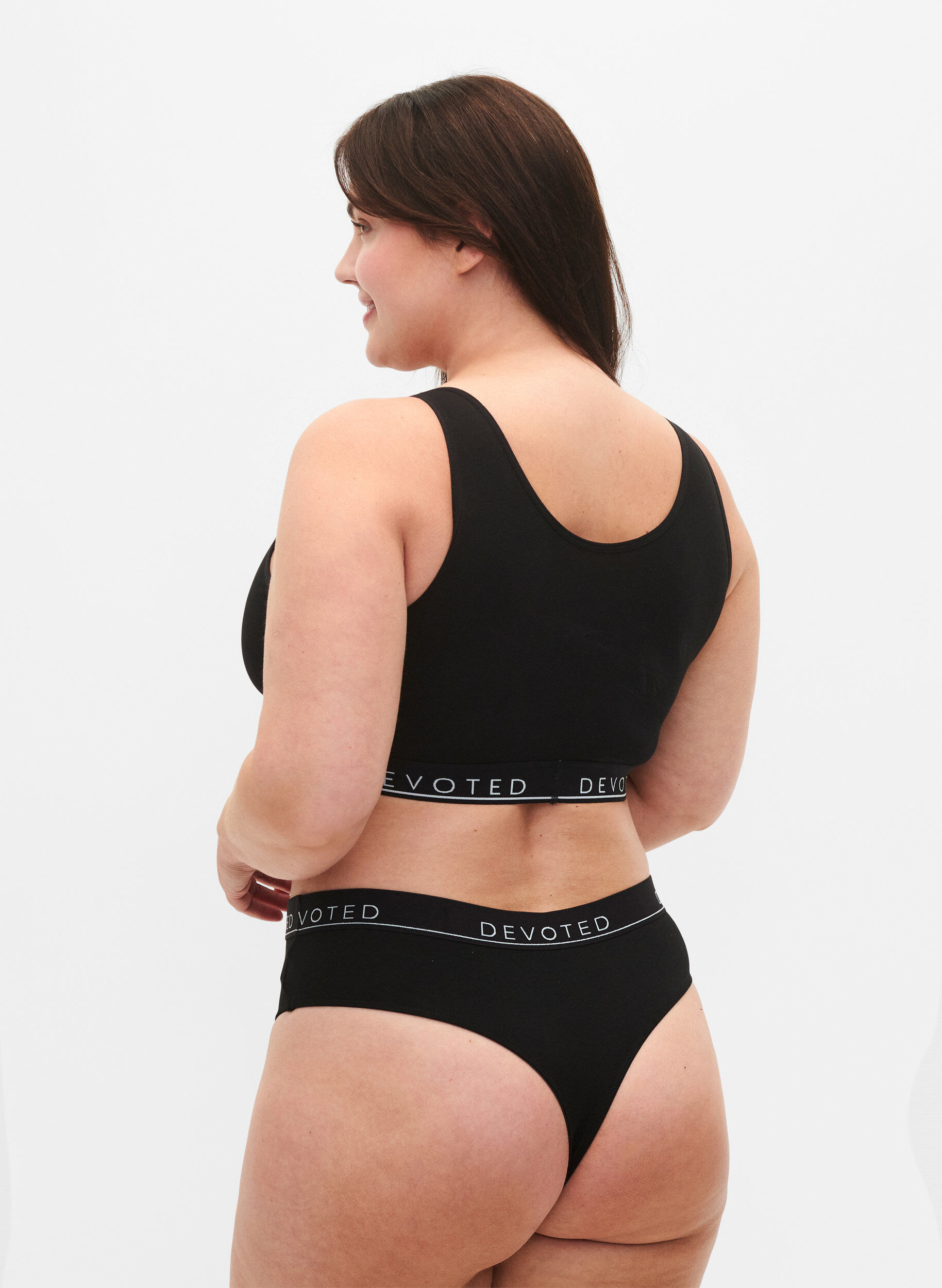 ZizzifashionCotton g-string with a regular waist, Black, Model image number 2