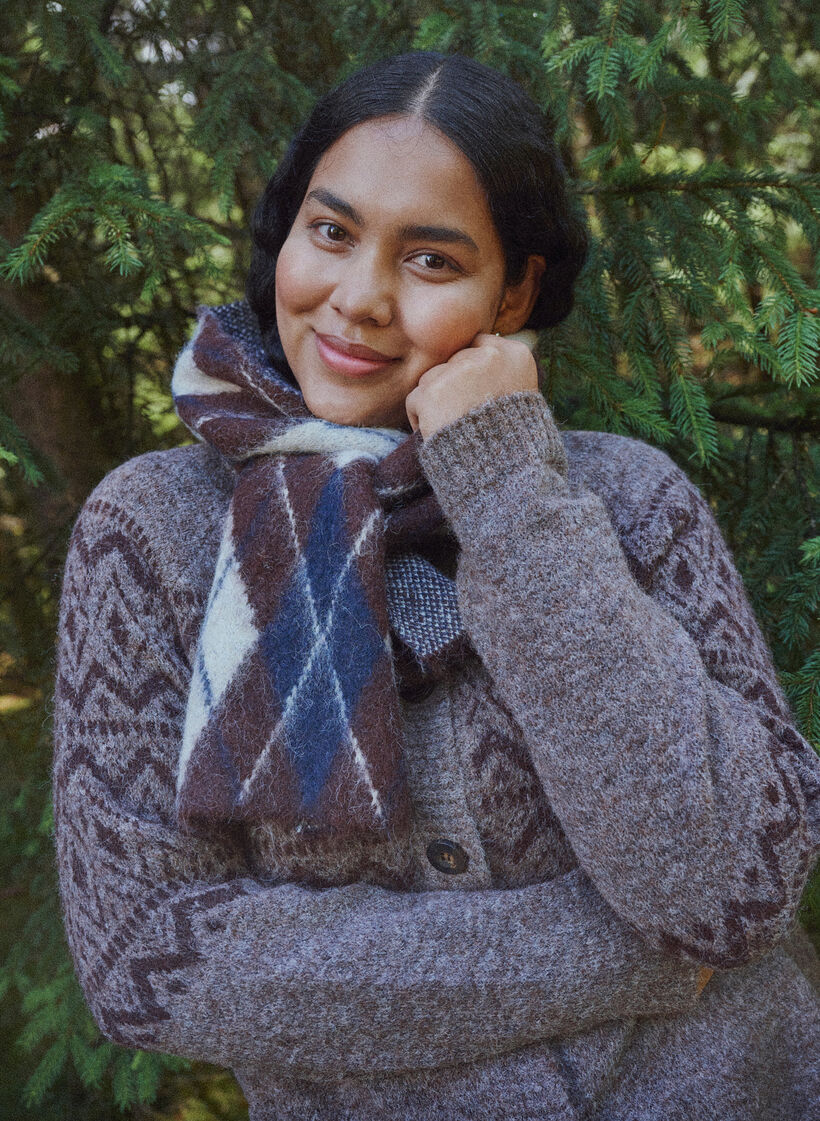 Checked scarf, Brown, Image image number 0