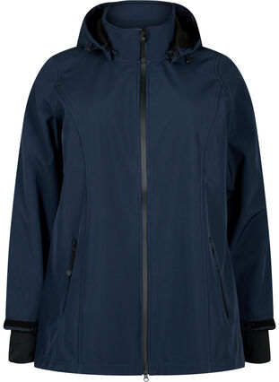Short softshell jacket with detachable hood, Night Sky, Packshot image number 0