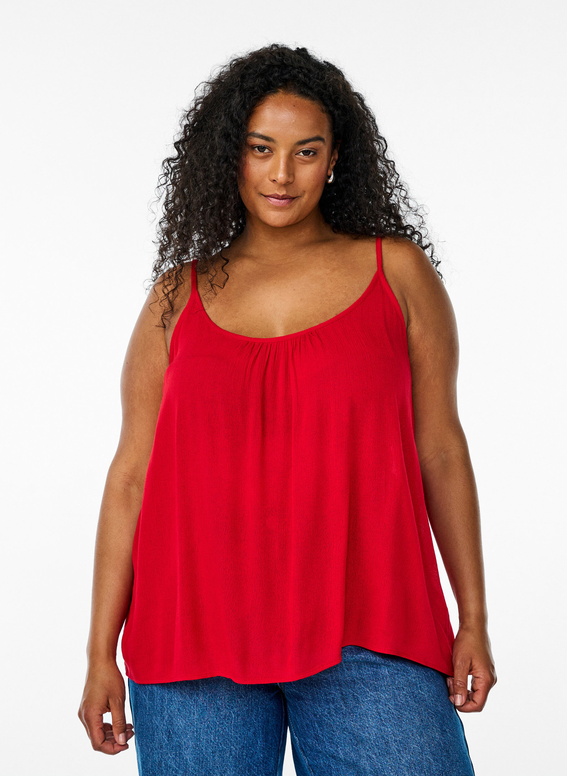 ZizzifashionStrap top in viscose, Red, Model image number 0