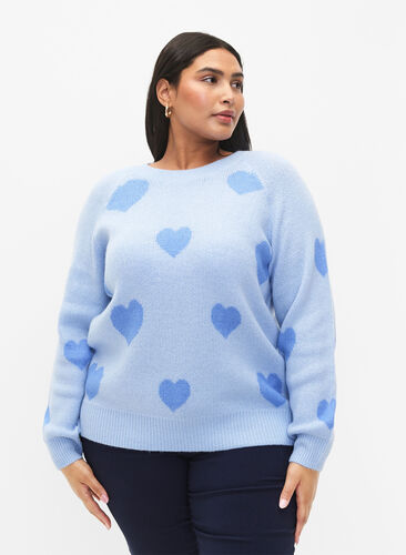 Pullover with hearts, Ch. Blue/Blue Bonnet, Model image number 0