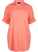 Short-sleeved cotton blend tunic with linen, Living Coral, Packshot image number 0