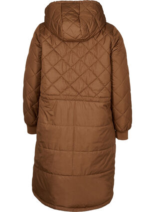 Quilted jacket with hood and adjustable waist, Toffee, Packshot image number 1