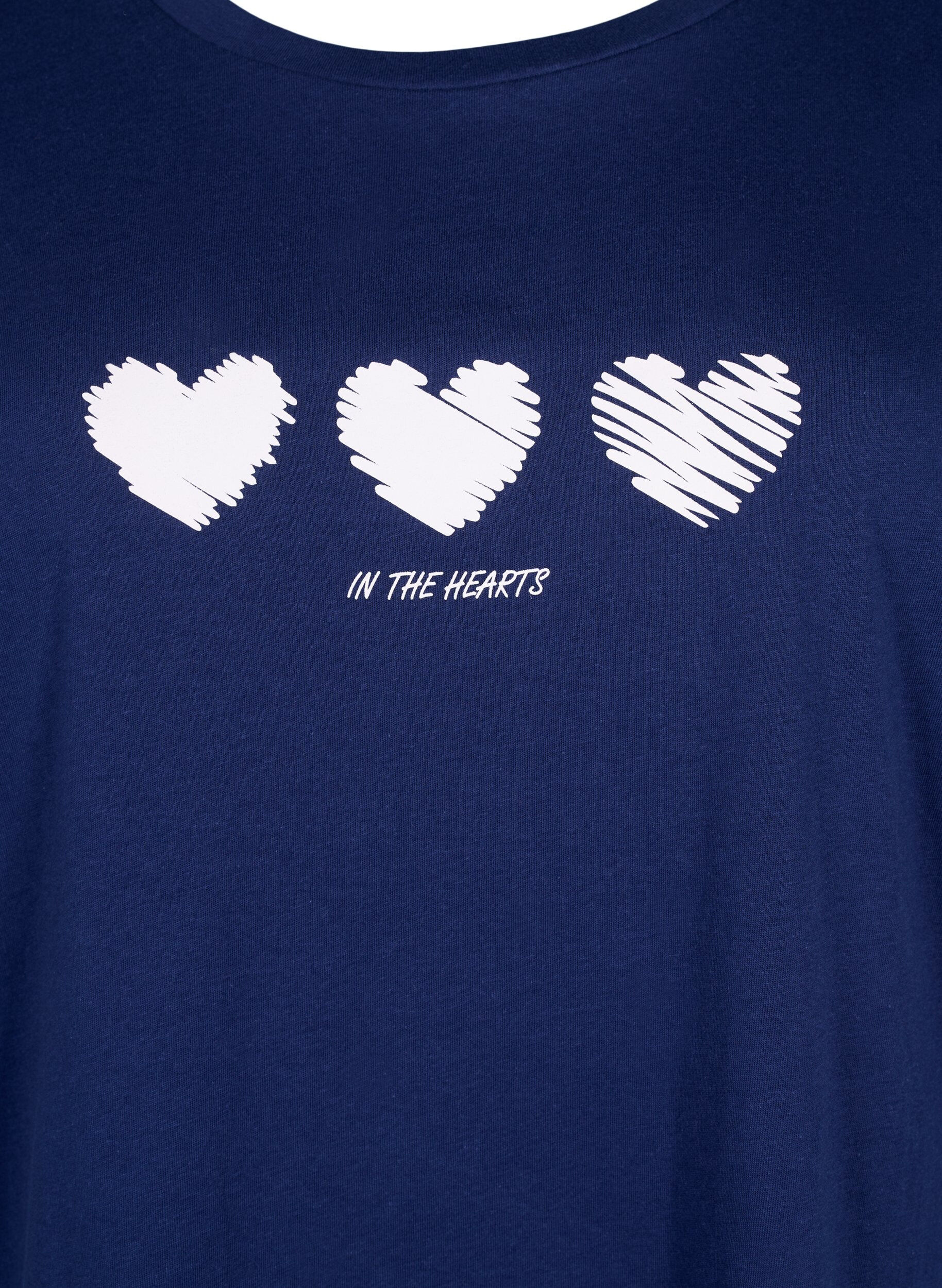 Zizzifashion Crew neck cotton T-shirt with print, Medieval B.W. Hearts, Packshot image number 2