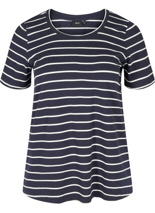 Striped T-shirt in cotton, Night Sky w. Egret , Packshot image number 0