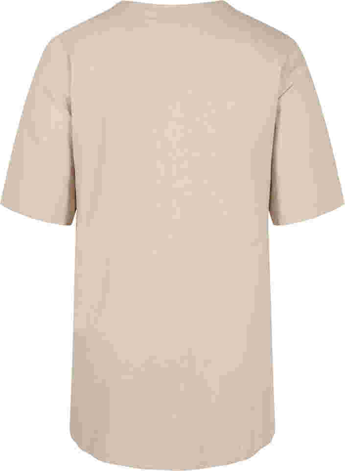 Short-sleeved cotton tunic with pockets, Simply Taupe, Packshot image number 1
