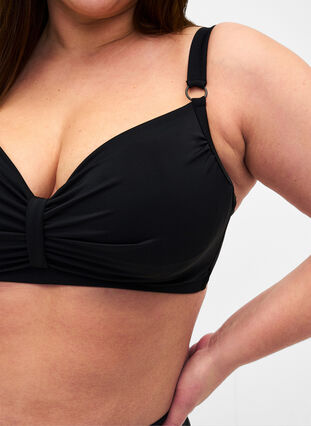 Bikini underwire bra with draping, Black, Model image number 2
