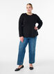 Jersey blouse with round neck, Black, Model image number 1
