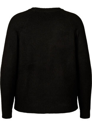 Knitted blouse with embroidered text, Black/Black, Packshot image number 1