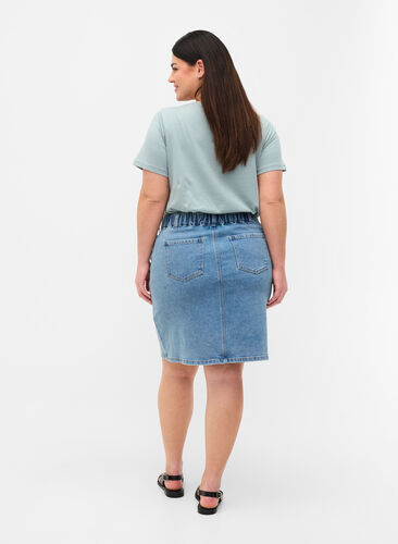 Denim skirt with pockets, Light blue denim, Model image number 1